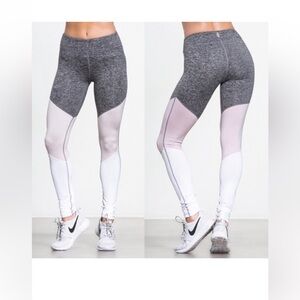 FP Movement Gray White, and Pink Colorblock Leggings with High Waist Active Fun